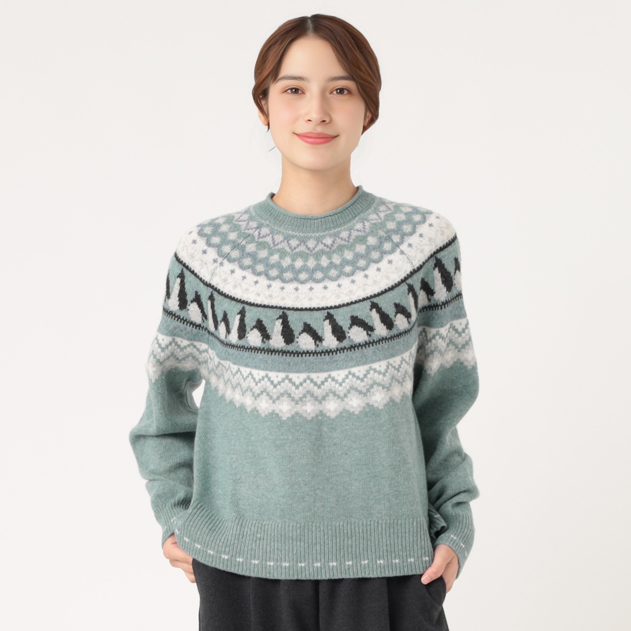 ラムウール混アニマルジャカードニット レディス SELF+SERVICE(セルフ