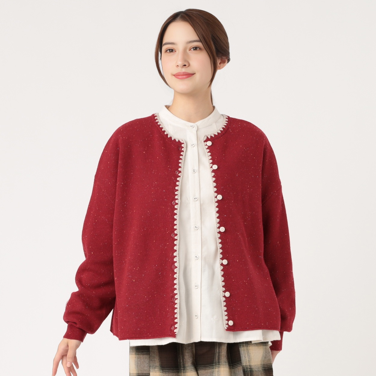 リンネル1月号 百田夏菜子さん着用アイテム』ラムウール混ネップ前後