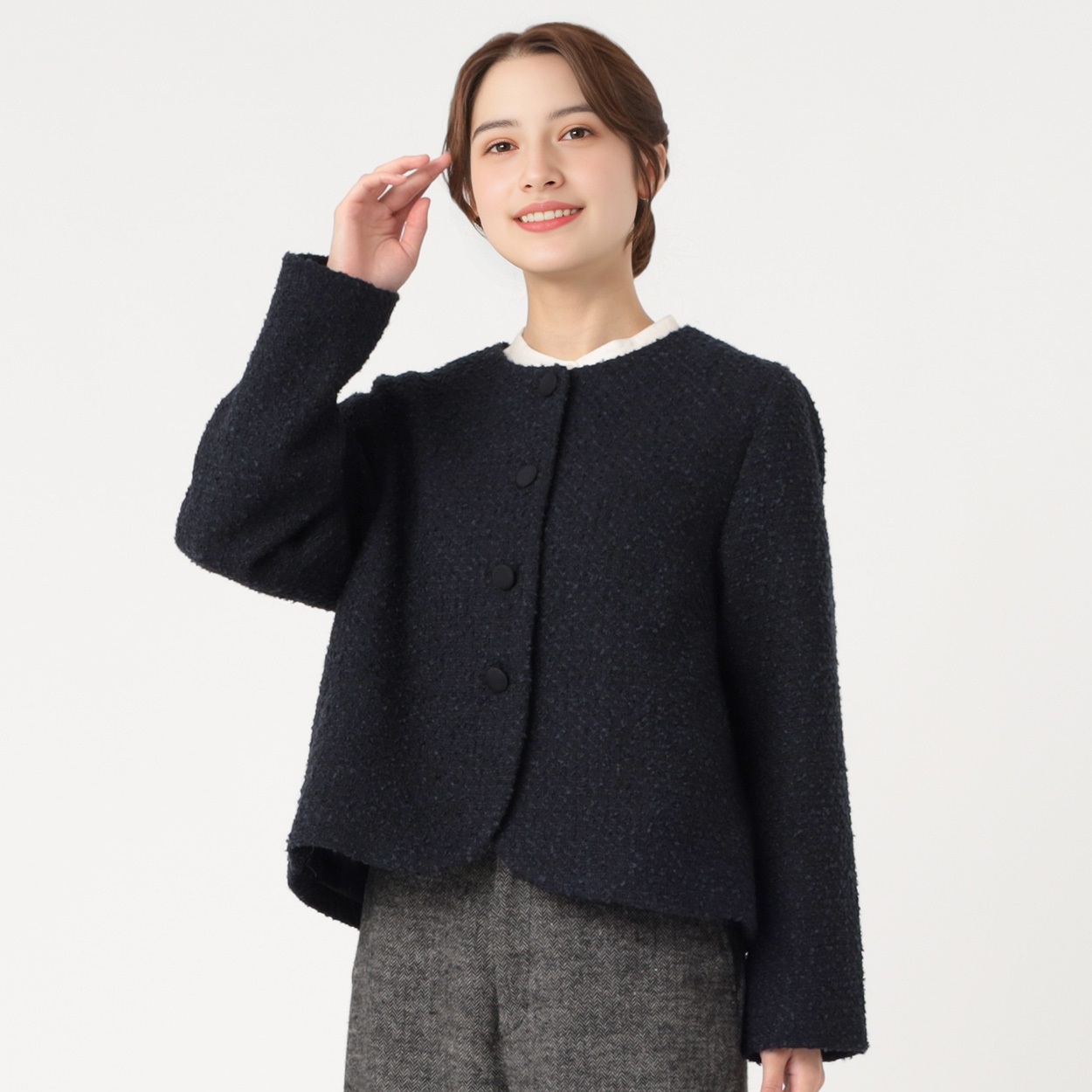 大人気ツイードジャケット完売 EXPAND ミックスツイードジャケット レディス SELF+SERVICE(セルフ＋