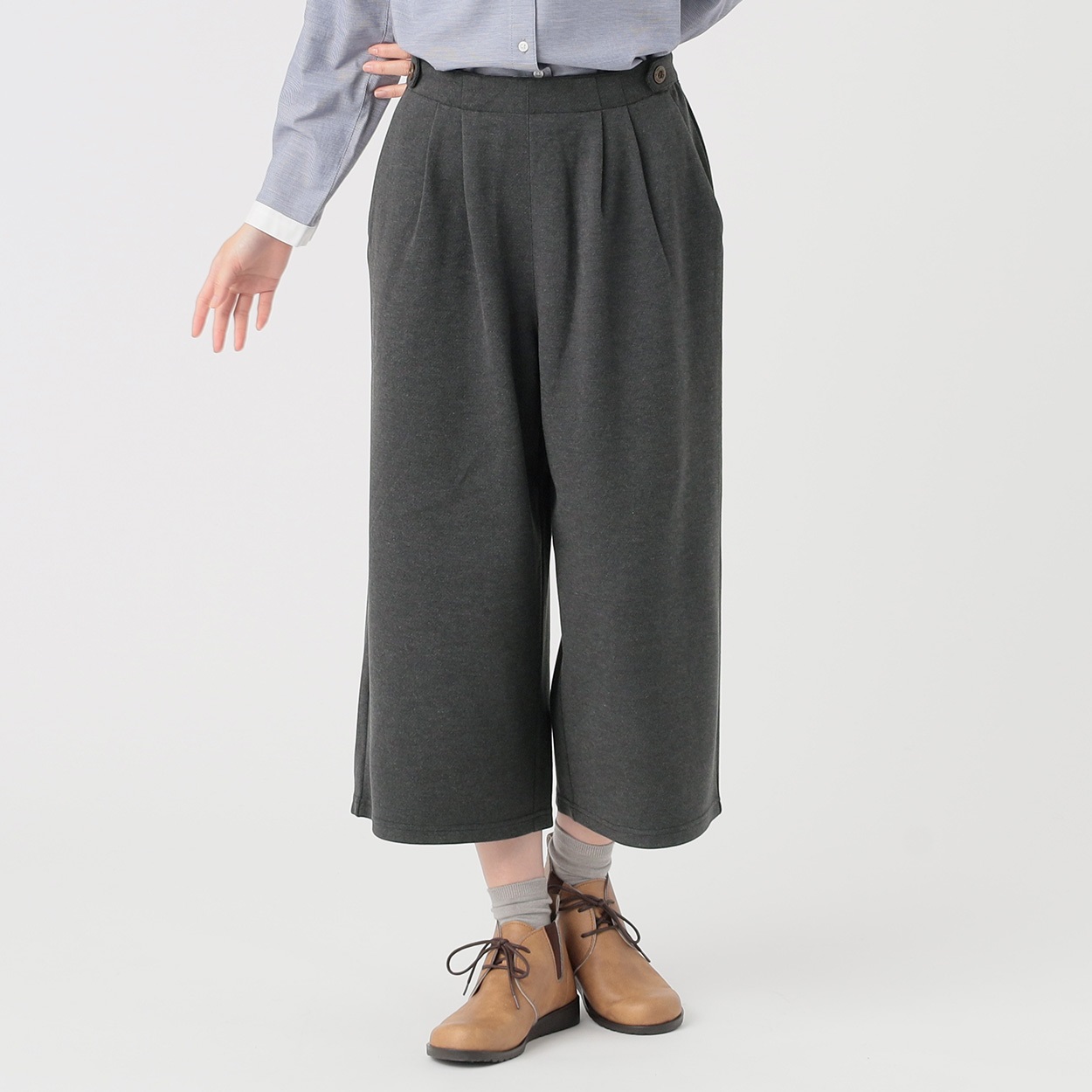 再生ポリエステル入 ワイドクロプトパンツ レディス SELF+SERVICE