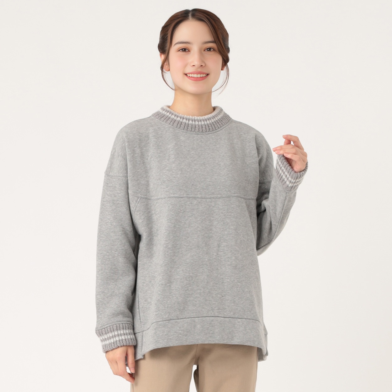 配色ニット切替プルオーバー レディス SELF+SERVICE(セルフ＋サービス