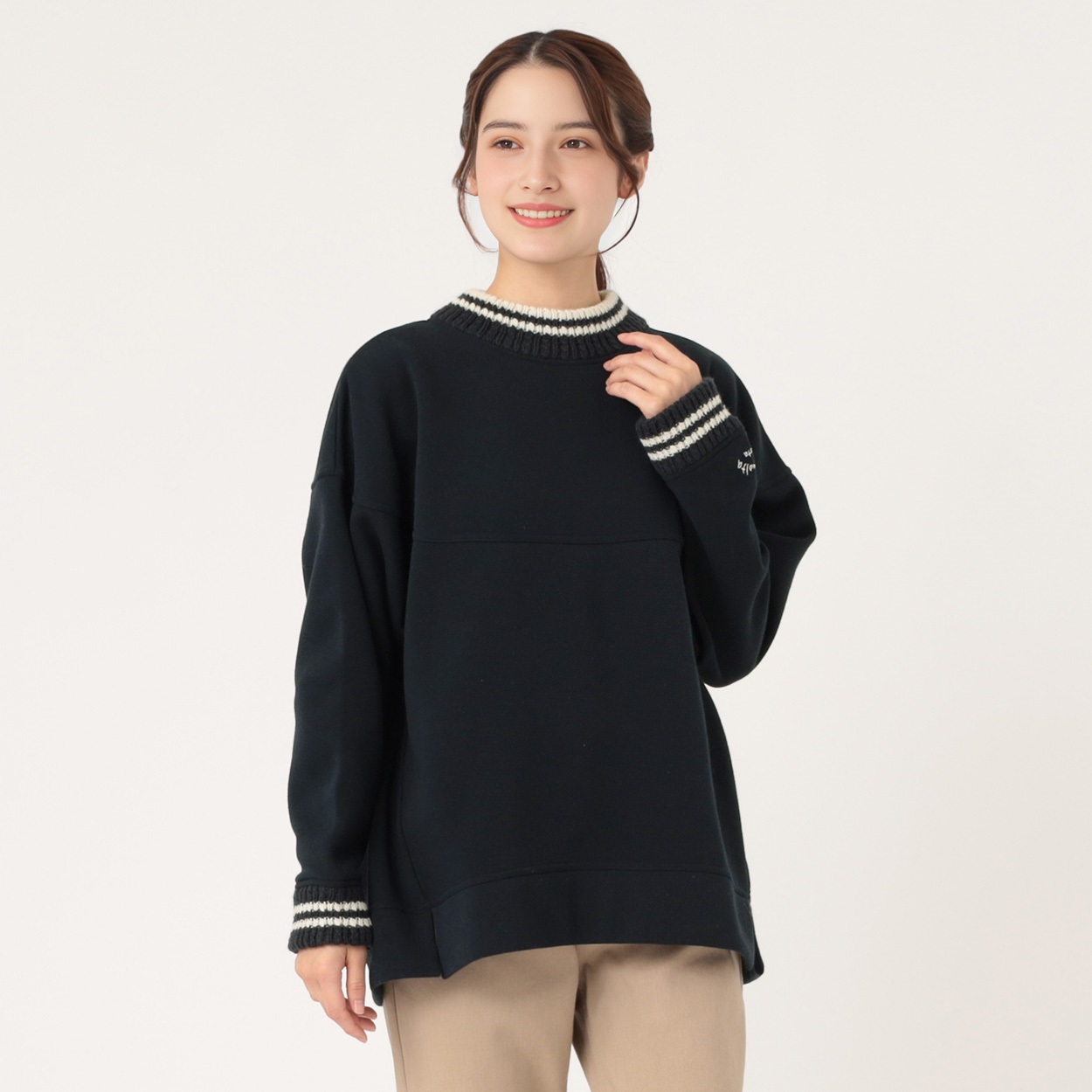 配色ニット切替プルオーバー レディス SELF+SERVICE(セルフ＋サービス