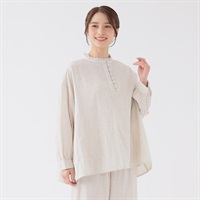 オーガニック綿糸 ダブルガーゼスタンドフリルブラウス レディス SELF+