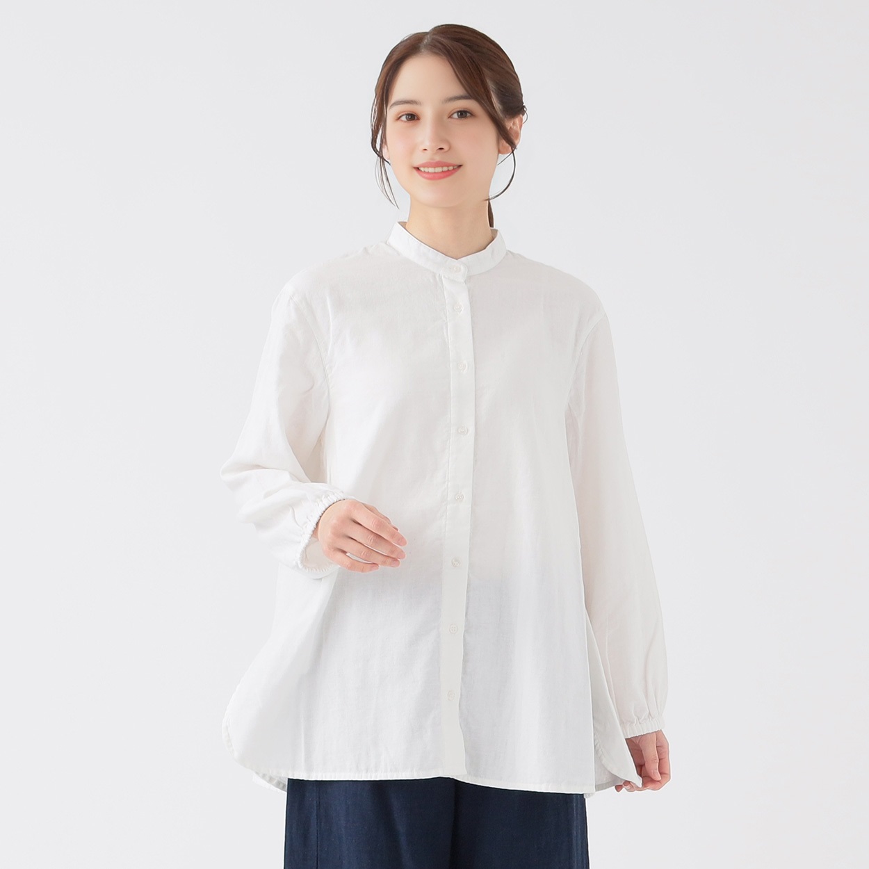 オーガニック綿糸 ダブルガーゼスタンドシャツ レディス SELF+SERVICE
