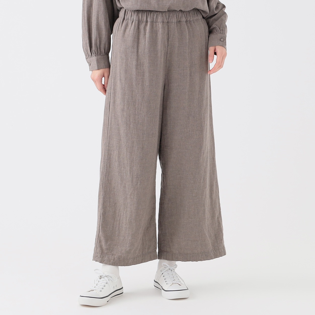 オーガニック綿糸 ダブルガーゼワイドパンツ レディス SELF+SERVICE(セルフ＋サービス) PLS-71146-SS(Ａウスクロ-L)