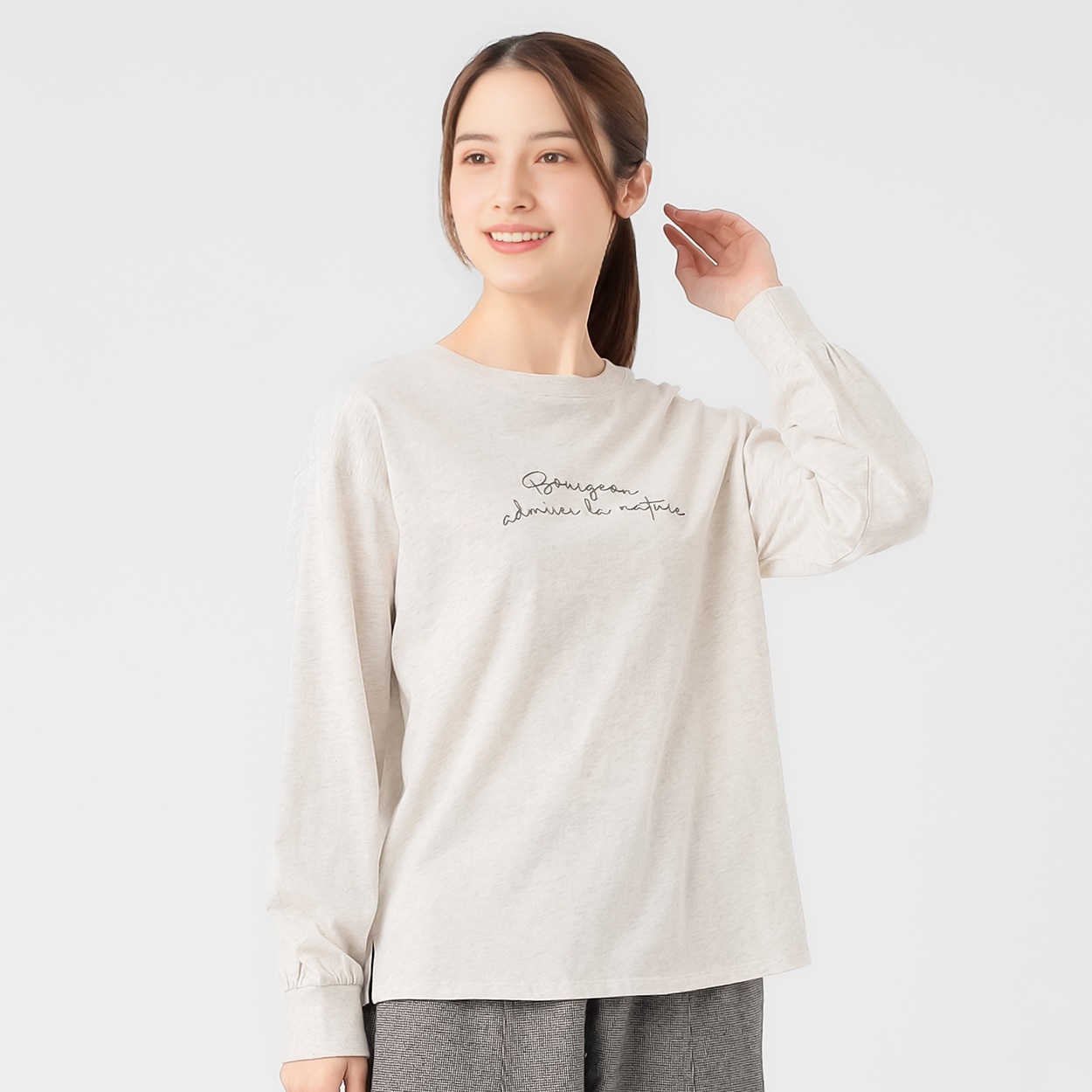オーガニック綿糸ステッチ刺繍Tシャツ レディス SELF+SERVICE(セルフ＋