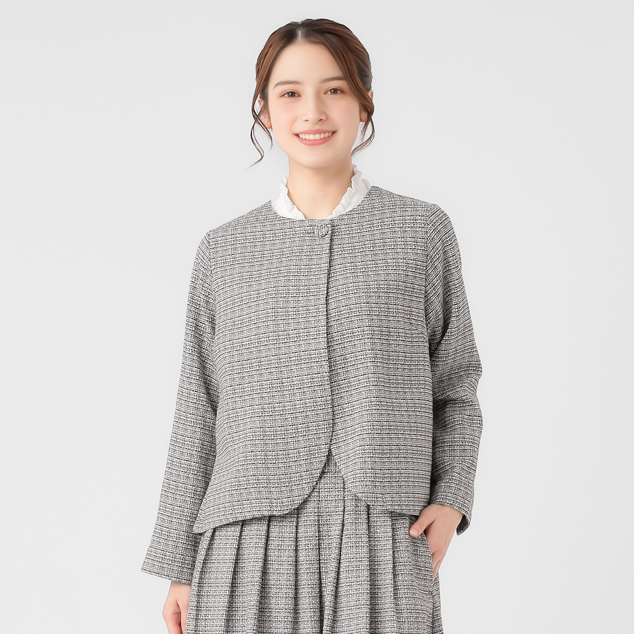 EXPAND オーガニック綿混TCツイードジャケット レディス SELF+SERVICE