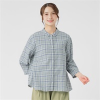 オーガニック綿入 チビエリシャツ7分袖 レディス SELF+SERVICE(セルフ＋サービス) ONP6012706-SS(ウスミドリ-M)
