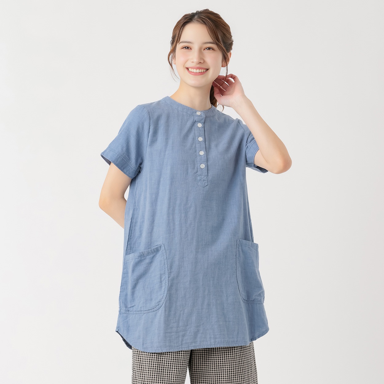 ヘンリーチュニック レディス SELF+SERVICE(セルフ＋サービス) PLS-71148-SS(Ａウスアオ-XL)