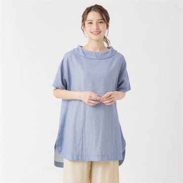 ロールネックチュニック レディス SELF+SERVICE(セルフ＋サービス) PLS-71151-SS(Ａアオ-M)