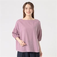 オーガニック綿糸 クルーギャザーブラウス レディス SELF+SERVICE(セルフ＋サービス) PLS-71156-SS(ムラサキ-M)