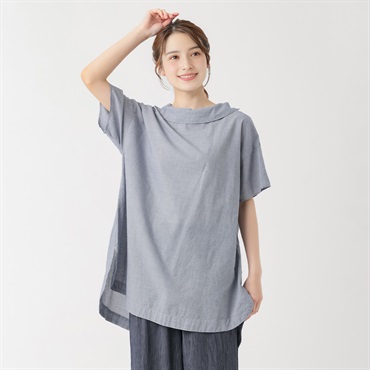 ロールネックチュニック レディス SELF+SERVICE(セルフ＋サービス) PLS-71175-SS(コイアオ（コチドリ）-M)