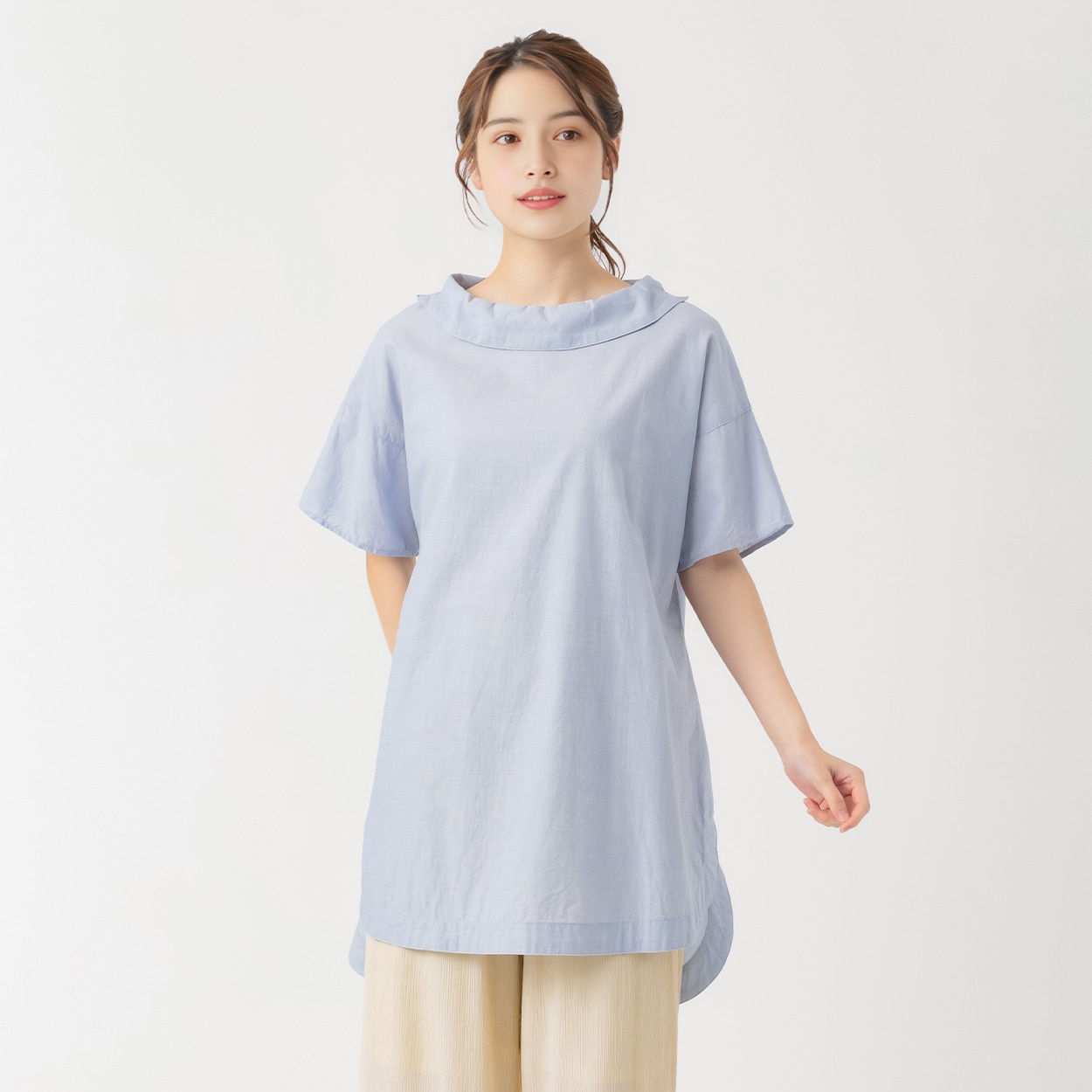 ロールネックチュニック レディス SELF+SERVICE(セルフ＋サービス) PLS-71175-SS(Ａコイアオ-L)