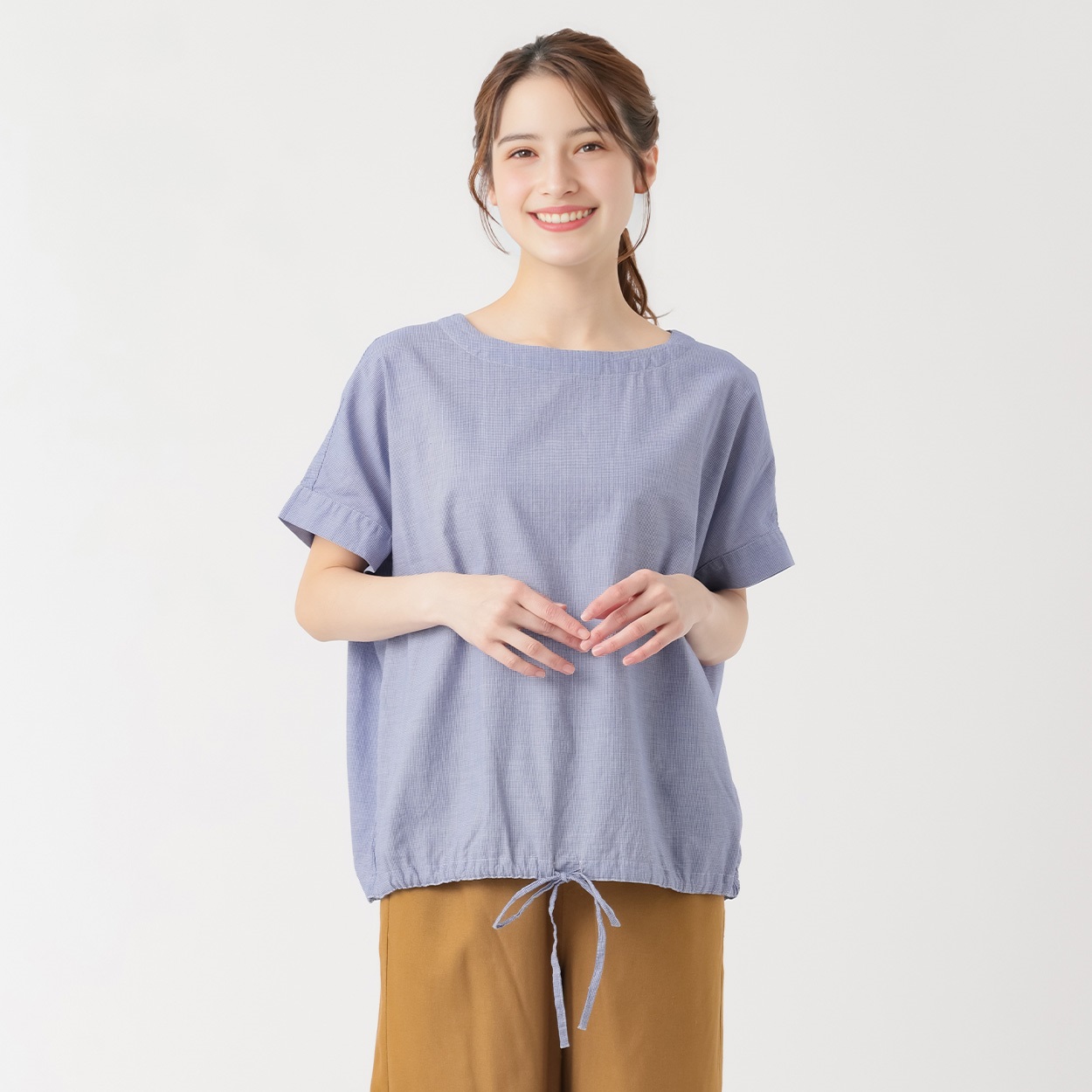 ドロストブラウス レディス SELF+SERVICE(セルフ＋サービス) PLS-71176-SS(アオ(コチドリ)-M)