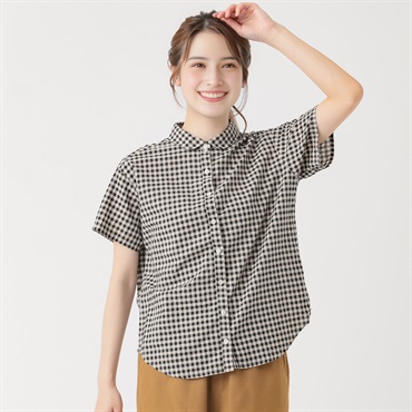 ラウンドカラーシャツ レディス SELF+SERVICE(セルフ＋サービス) PLS-71177-SS