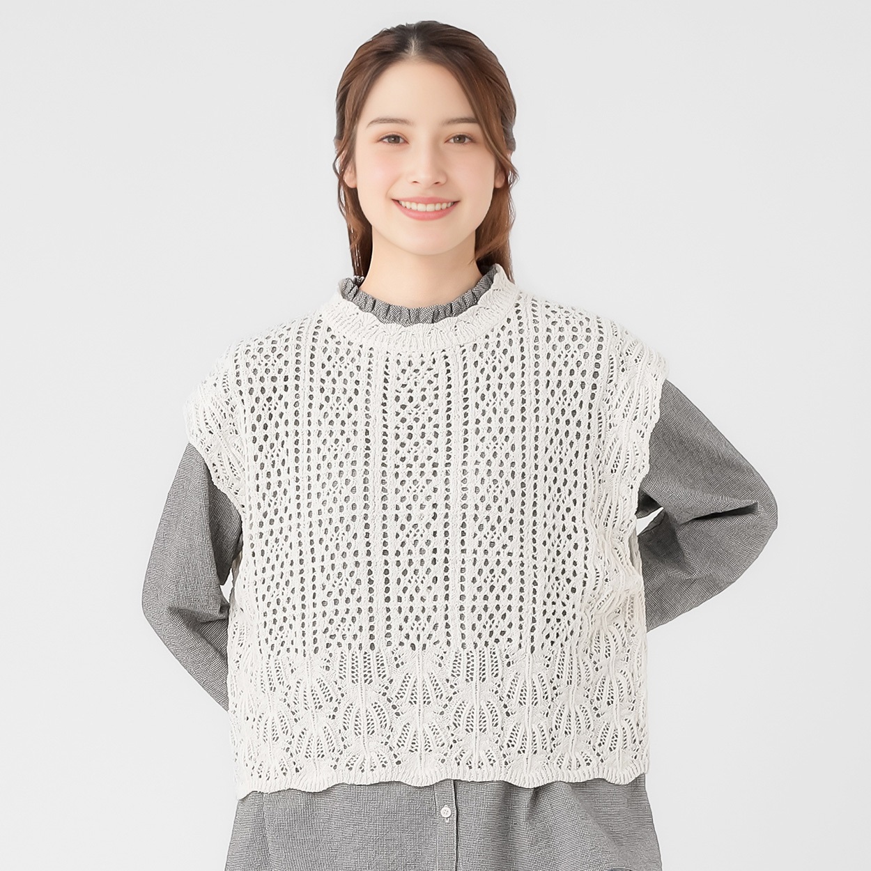 リサイクルポリエステル混 スカラップベスト レディス SELF+SERVICE