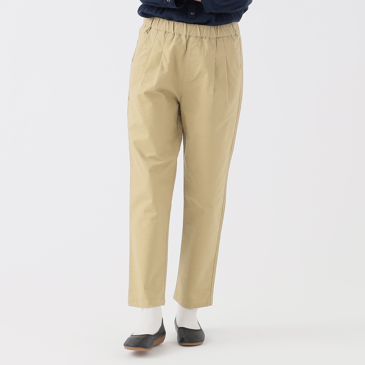 オーガニックコットン入オックスストレッチテーパードパンツ レディス SELF+SERVICE(セルフ＋サービス) TK526109-SS(キイロ-XL)
