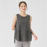 オーガニック綿混 裾異素材タンクトップ レディス SELF+SERVICE(セルフ＋サービス) P29039-SS(ウスクロ-M)