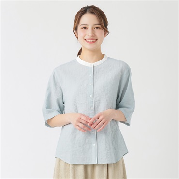 オーガニック綿入クレリックシャツ5分袖 レディス SELF+SERVICE(セルフ＋サービス) ONP6013714-SS