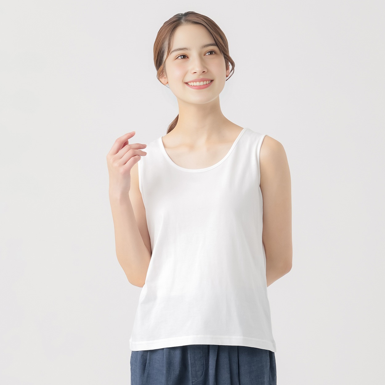 オーガニック綿糸タンクトップ レディス SELF+SERVICE(セルフ＋サービス) MRCT262241006(シロ-L)