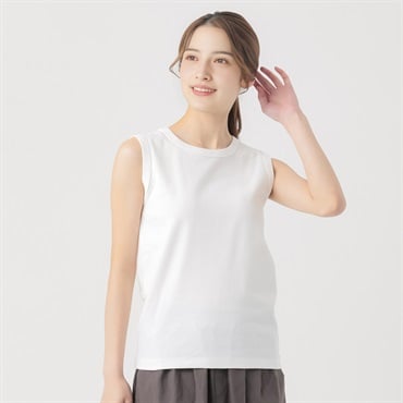 オーガニック綿混リップルリブタンクトップ レディス SELF+SERVICE(セルフ＋サービス) MRCT262241007(シロ-M)