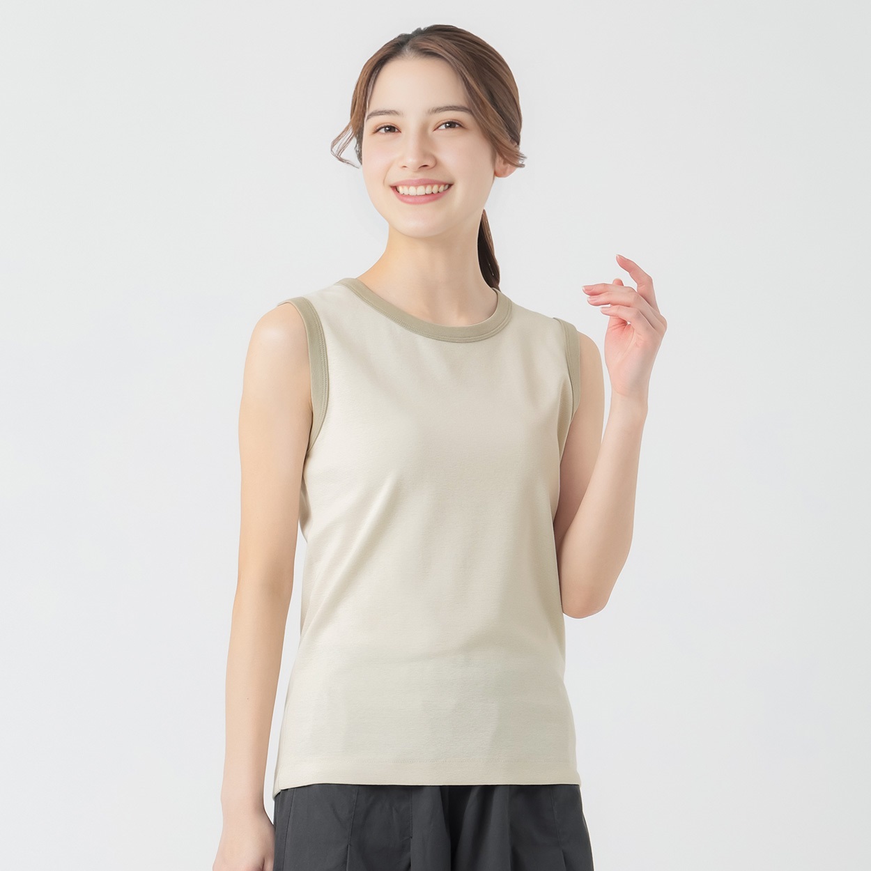 オーガニック綿混リップルリブタンクトップ レディス SELF+SERVICE(セルフ＋サービス) MRCT262241007(ウスミドリ-M)