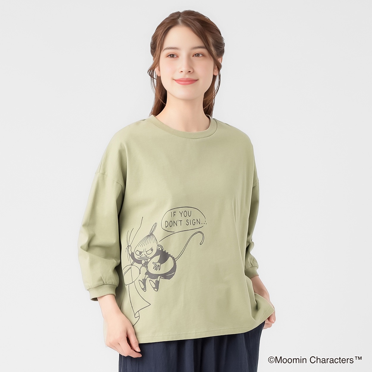 ムーミンプリントTシャツ レディス SELF+SERVICE(セルフ＋サービス) GL1266437-SS(ミドリ-L)