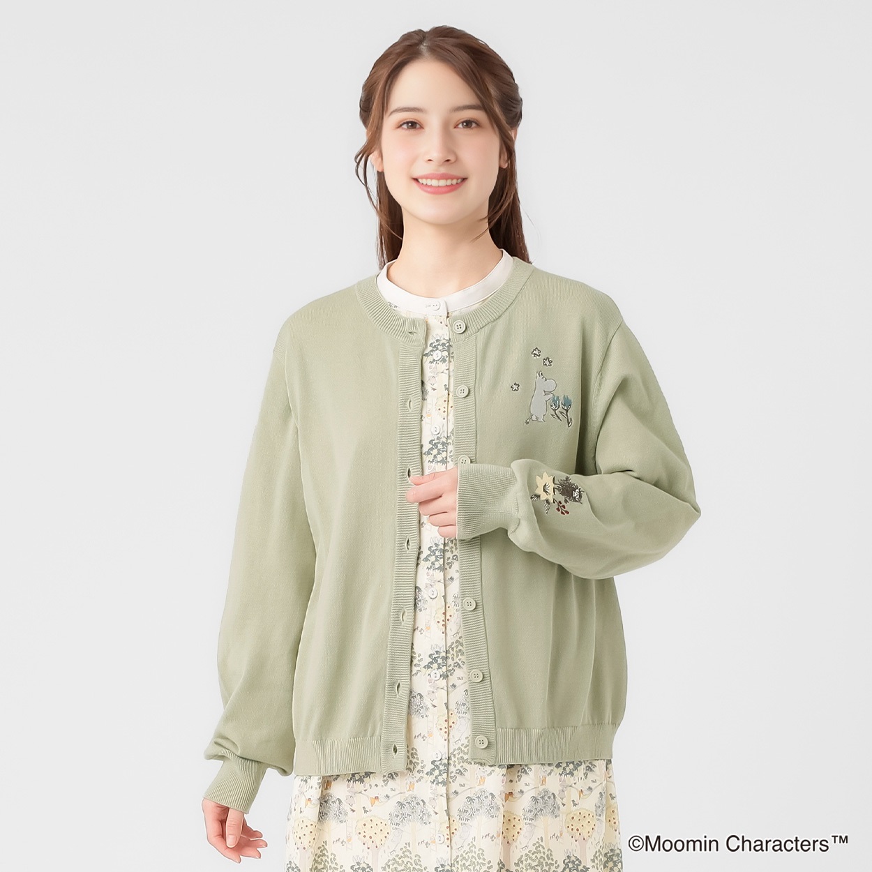 ムーミン刺繍カーディガン レディス SELF+SERVICE(セルフ＋サービス) GL1266438-SS(ウスミドリ-XL)