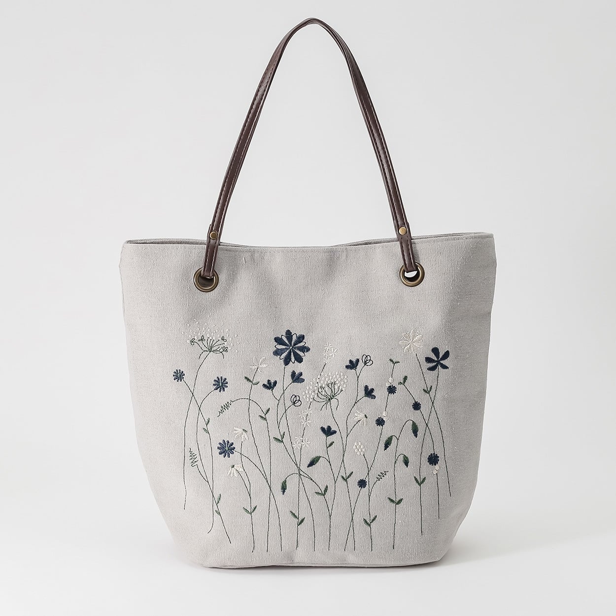 ☆かすみ草です☆ 四面刺繍のトートバッグ 草花刺繍トート レディス SELF+SERVICE(セルフ＋サービス) BG04-19400