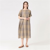 【新品】現行品人気　ワンピース半袖チェック110 ビッグチェック 半袖サックワンピース レディス SELF+SERVICE(セルフ＋