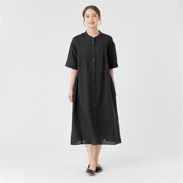 『リンネル６月号 掲載 ゆべしさん着用商品』EXPAND ラミーリネンタックワンピース レディス SELF+SERVICE(セルフ＋サービス) SP26SS-SEL-14(クロ-M)