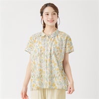 オーガニック綿糸花柄ブラウス レディス SELF+SERVICE(セルフ＋サービス) P29044-SS(ウスダイダイ-M)