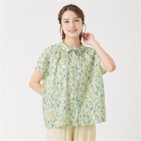 オーガニック綿糸花柄ブラウス レディス SELF+SERVICE(セルフ＋サービス) P29044-SS(ウスミドリ-M)