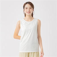 オーガニック綿混前後着用レースタンクトップ レディス SELF+SERVICE(セルフ＋サービス) P29047-SS(シロ-M)