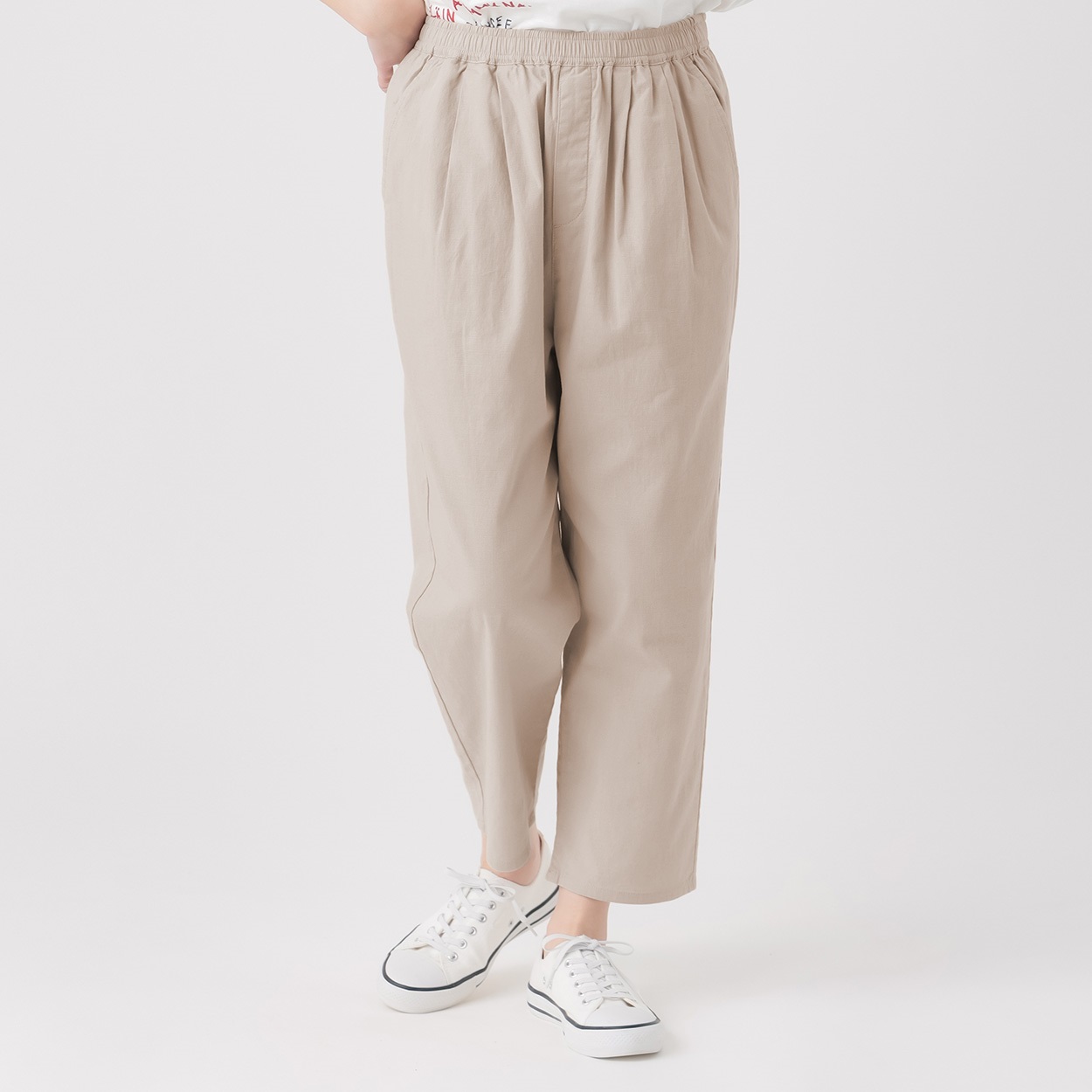 リネンライクテーパードパンツ オーガニック綿入 レディス SELF+ 