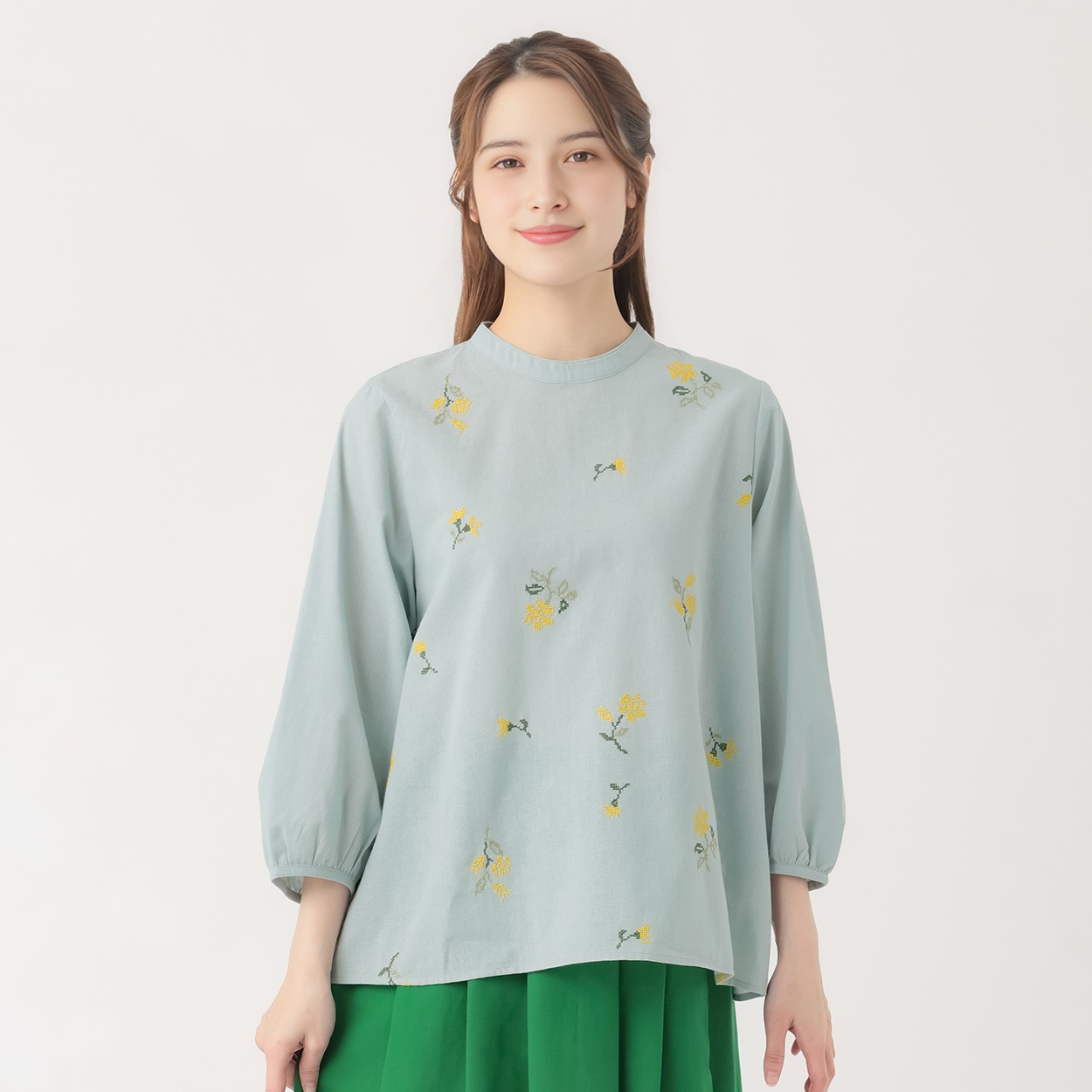 花柄刺繍ブラウス オーガニック綿入 レディス SELF+SERVICE(セルフ＋