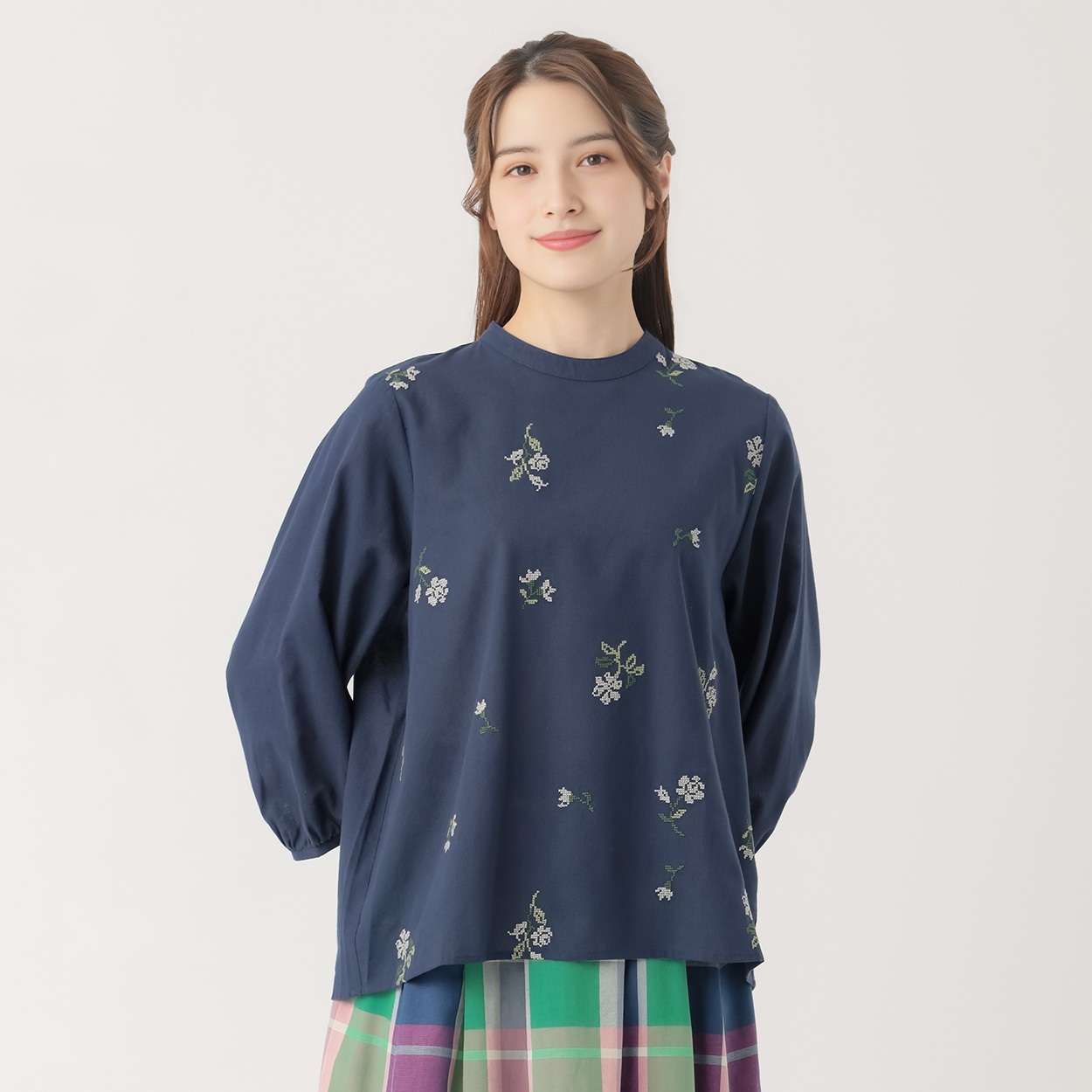 花柄刺繍ブラウス オーガニック綿入 レディス SELF+SERVICE(セルフ＋