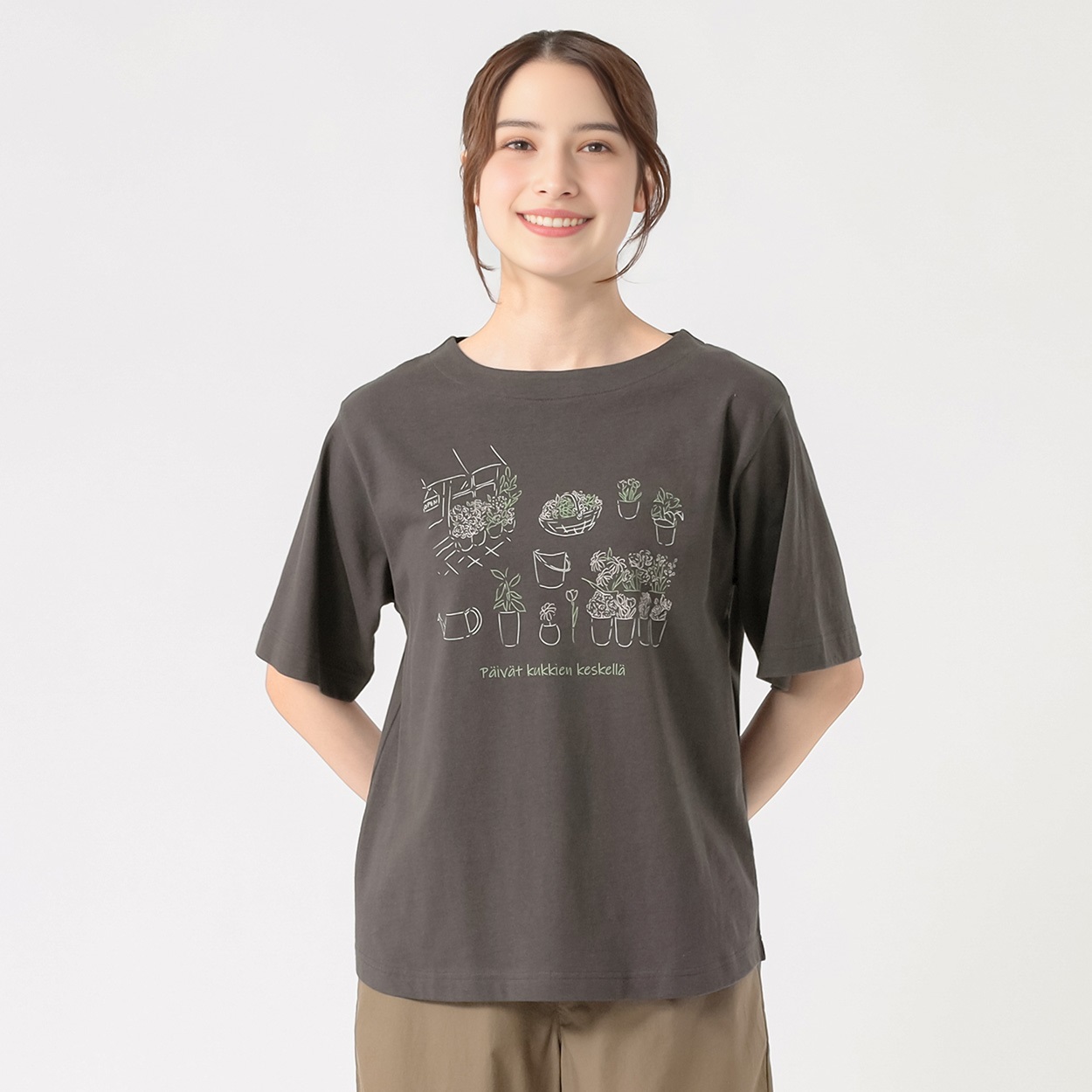オーガニック綿糸 マルシェプリントTシャツ レディス SELF+SERVICE 
