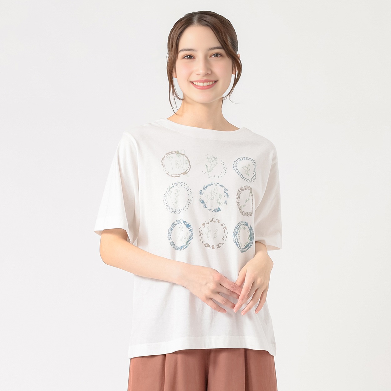 オーガニック綿糸 ハーブプリントTシャツ レディス SELF+SERVICE