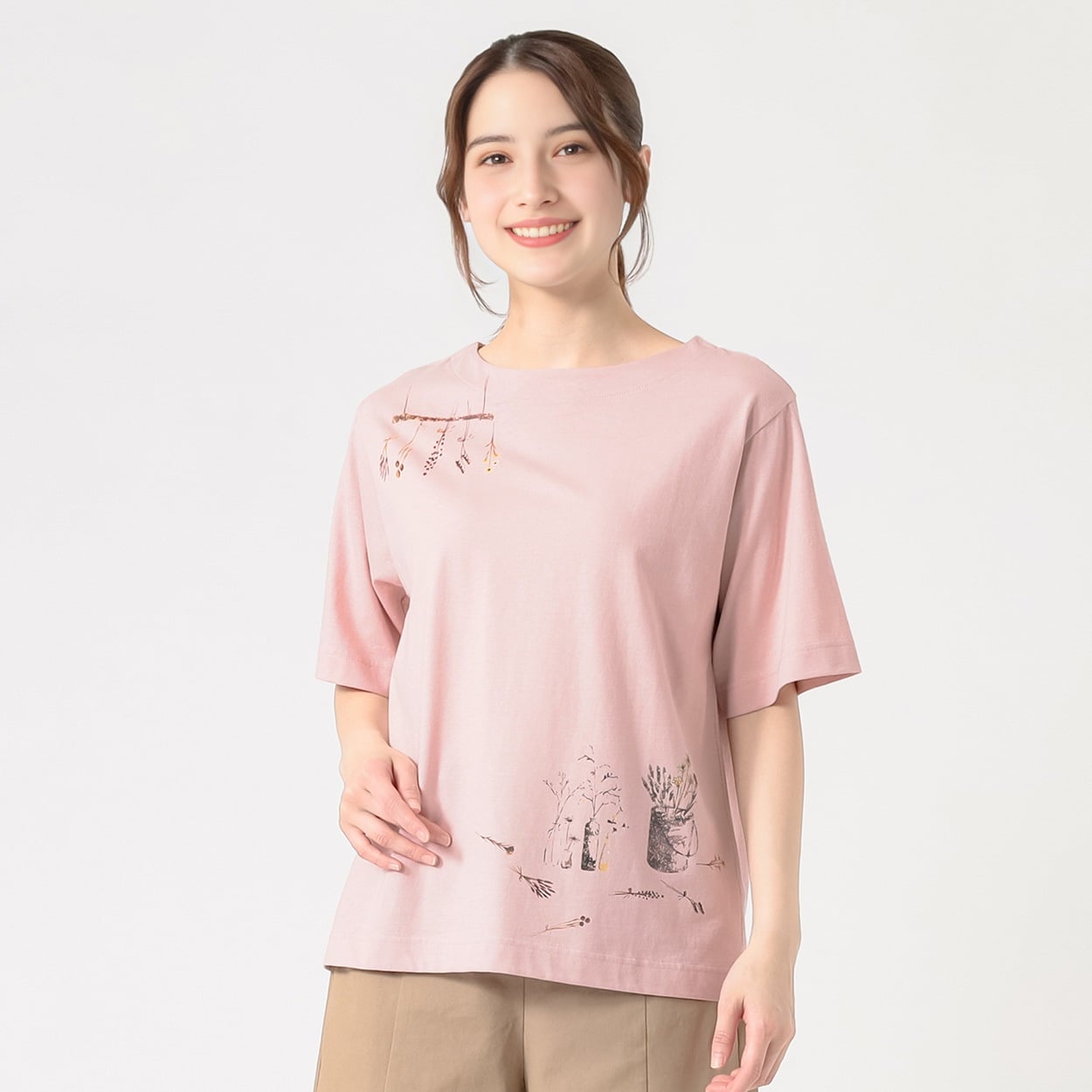 オーガニック綿糸 ハーブプリントTシャツ レディス SELF+SERVICE