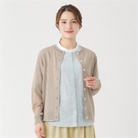 シアークルーカーディガン 再生ポリエステル入 レディス SELF+SERVICE(セルフ＋サービス) CP697500-SS(ウスチャ-M)