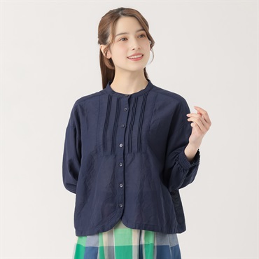 『リンネル６月号 掲載 ゆべしさん着用商品』綿カポック ピンタックブラウス レディス SELF+SERVICE(セルフ＋サービス) SP26SS-SEL-02(コイアオ-M)