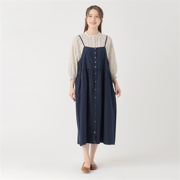 『リンネル６月号 掲載 ゆべしさん着用商品』綿カポック 前後着キャミワンピース レディス SELF+SERVICE(セルフ＋サービス) SP26SS-SEL-04(コイアオ-M)