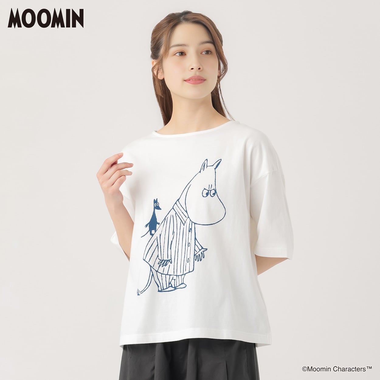 ムーミンプリントＴシャツ オーガニック綿入 レディス SELF+SERVICE(セルフ＋サービス) GL1266344-SS(コイアオ-L)