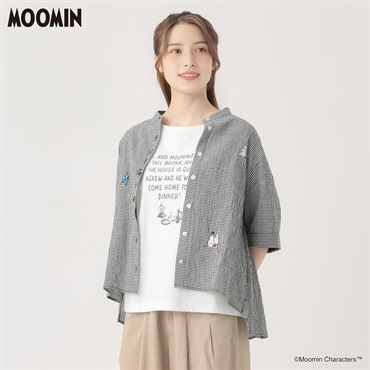 ムーミン刺繍使いシャツ オーガニック綿入 レディス SELF+SERVICE(セルフ＋サービス) GL1266345-SS(チャコ－ルグレ－-M)