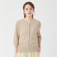 透かし編みニットカーデ レディス SELF+SERVICE(セルフ＋サービス) SP-K19317-SS(ウスチャ-M)