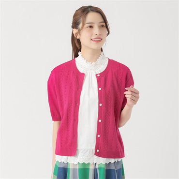 『リンネル6月号 掲載 ゆべしさん着用商品』カポックニットカーデ レディス SELF+SERVICE(セルフ＋サービス) SP-K19320-SS