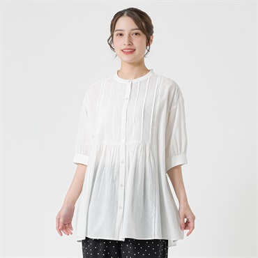 EXPAND カディコットンピンタックチュニック レディス SELF+SERVICE(セルフ＋サービス) TK526416-SS(シロ-M)