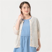 リネン混 透かし編みカーディガン レディス SELF+SERVICE(セルフ＋サービス) SP-K19328-SS(シロ-M)