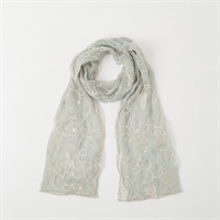 楊柳 ぶどう刺繍ストール レディス SELF+SERVICE(セルフ＋サービス) S05-68349-Y(ウスミドリ-ﾌﾘｰ)